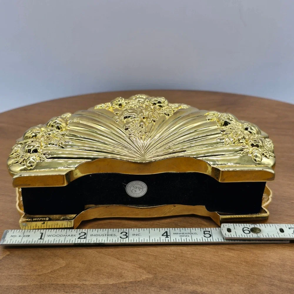 Royal‎ Doulton Gold Fan Rose Napkin Holder Elegant Ornate Table Decor
